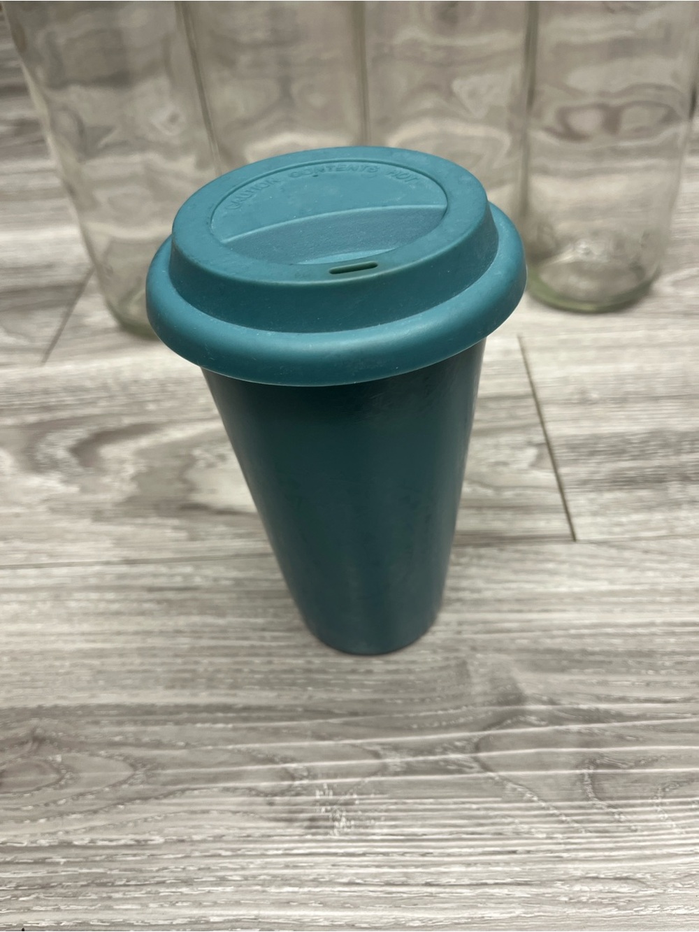 Ceramic Teal Reusable Travel Cup with Spill-Resistant Silicone Lid